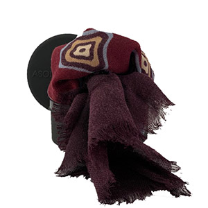 Sciarpa DIS. ROMBO<BR/> BORDEAUX<BR/>100% LANA